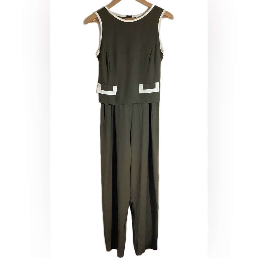 Vtg Old Money Jumpsuit Tie Back Waist M - Picture 2 of 16